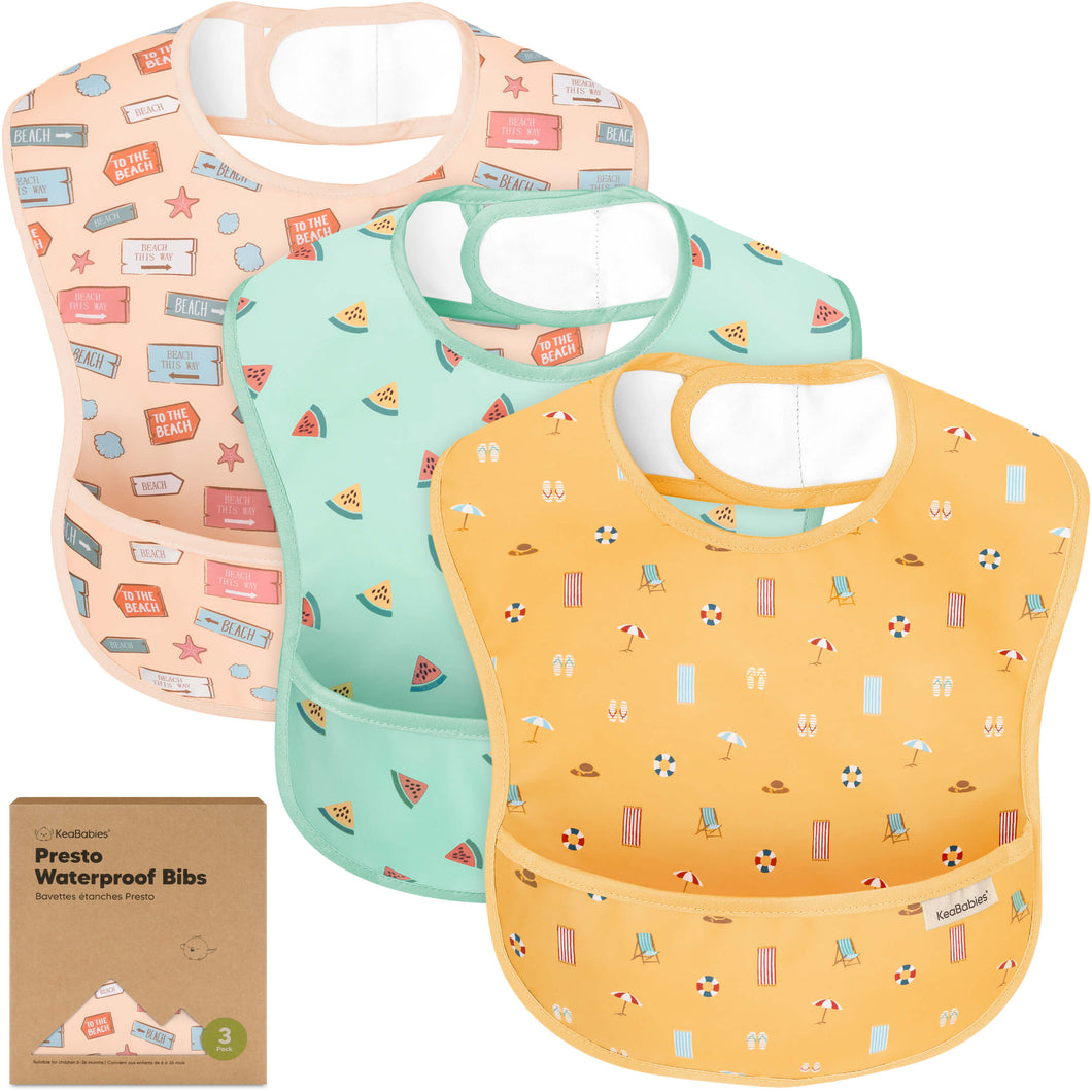 3-Pack Presto Waterproof Bibs (Beach Day)