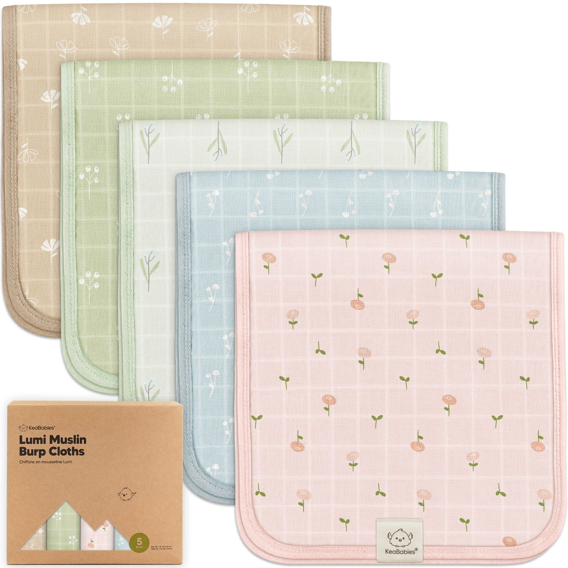 5-Pack Lumi Muslin Burp Cloths 28066646917306