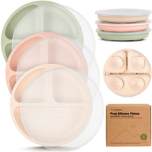 Load image into Gallery viewer, 3-Pack Prep Silicone Suction Plates with Lids

