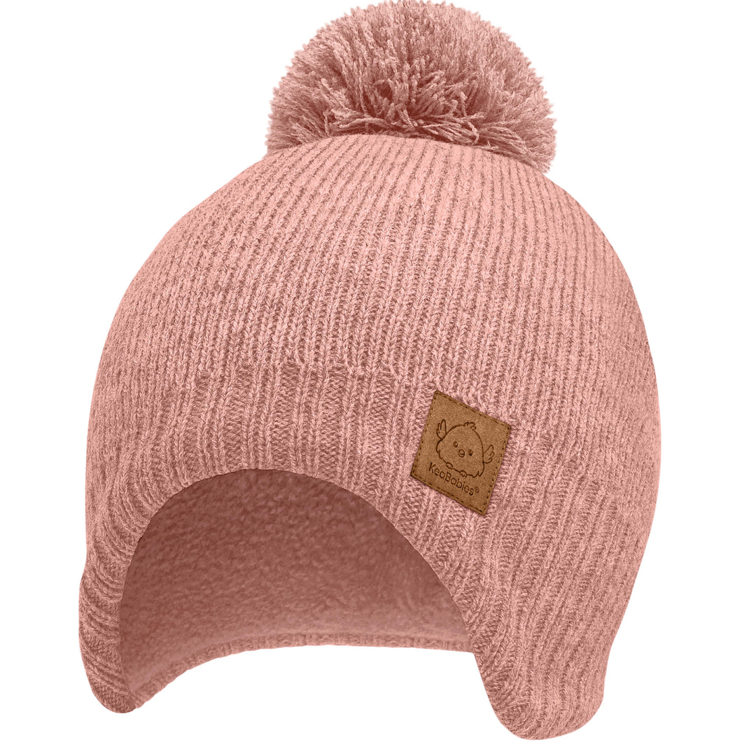 Muff Knitted Beanie (Tea Rose)