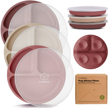 Load image into Gallery viewer, 3-Pack Prep Silicone Suction Plates with Lids
