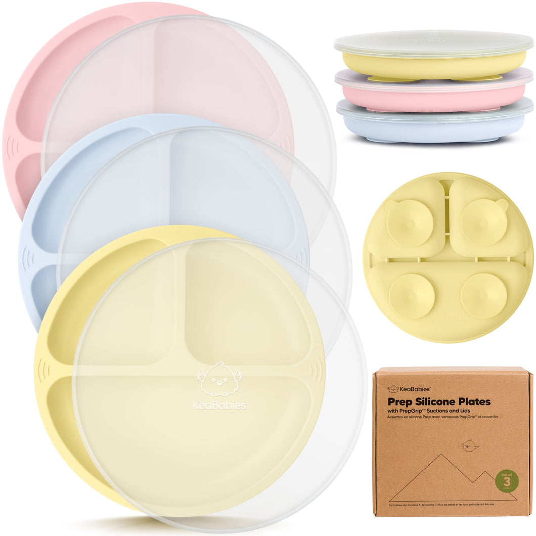 3-Pack Prep Silicone Suction Plates with Lids (Popsicle)