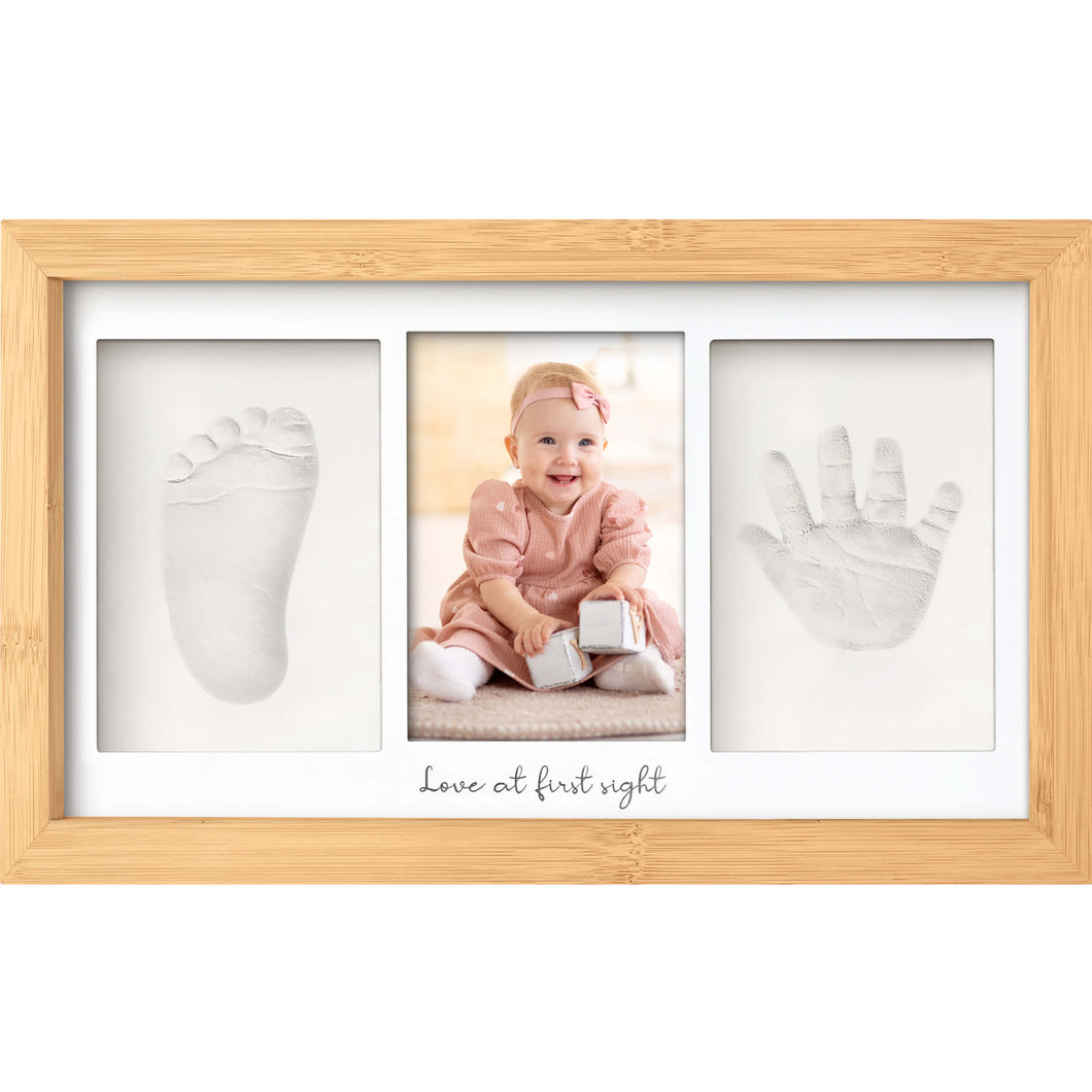 Baby Handprint & Footprint Keepsake Duo Frame (Bamboo)