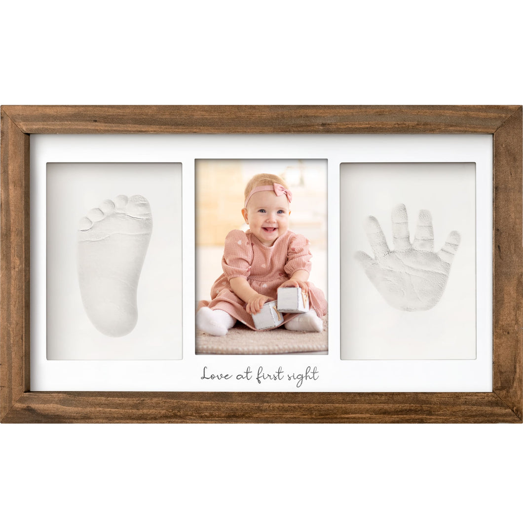 Baby Handprint & Footprint Keepsake Duo Frame (Medium Oak)