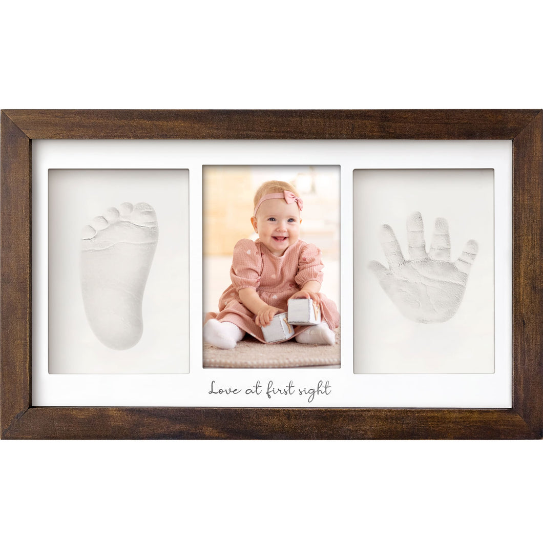 Baby Handprint & Footprint Keepsake Duo Frame (Dark Walnut)