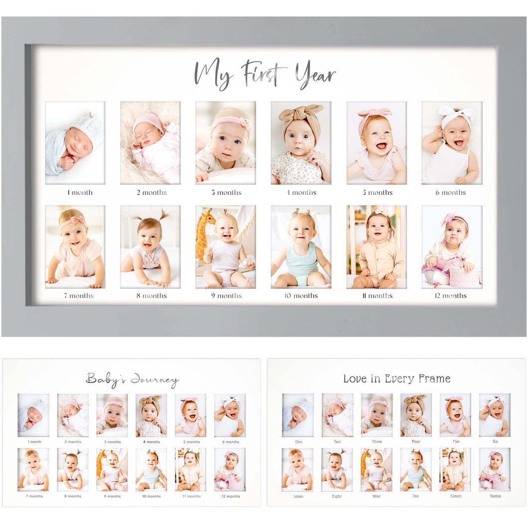 Nova Baby's First Year Picture Frame (Cloud Gray)