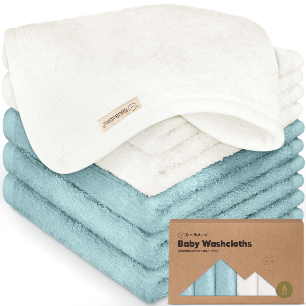 Deluxe Baby Washcloths (White/Sky)