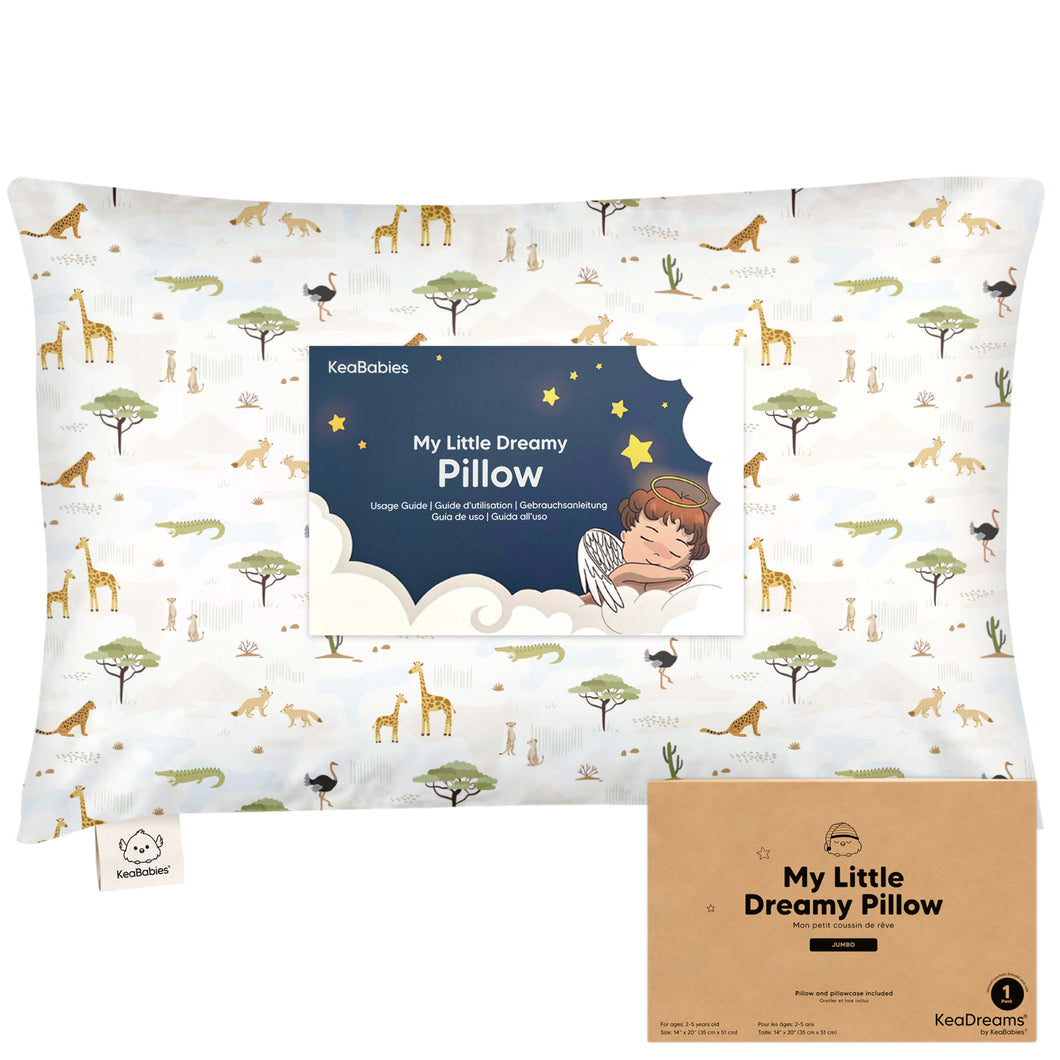 Jumbo Toddler Pillow with Pillowcase (Grasslands)