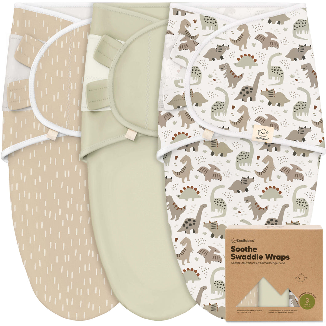 3-Pack Soothe Swaddle Wraps (Dino Ridge)