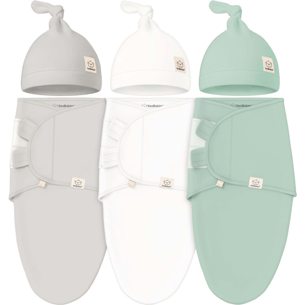 3-Pack Soothe Swaddle Wraps with Knot Hats