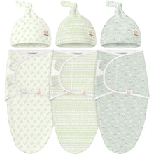 Load image into Gallery viewer, 3-Pack Soothe Swaddle Wraps with Knot Hats
