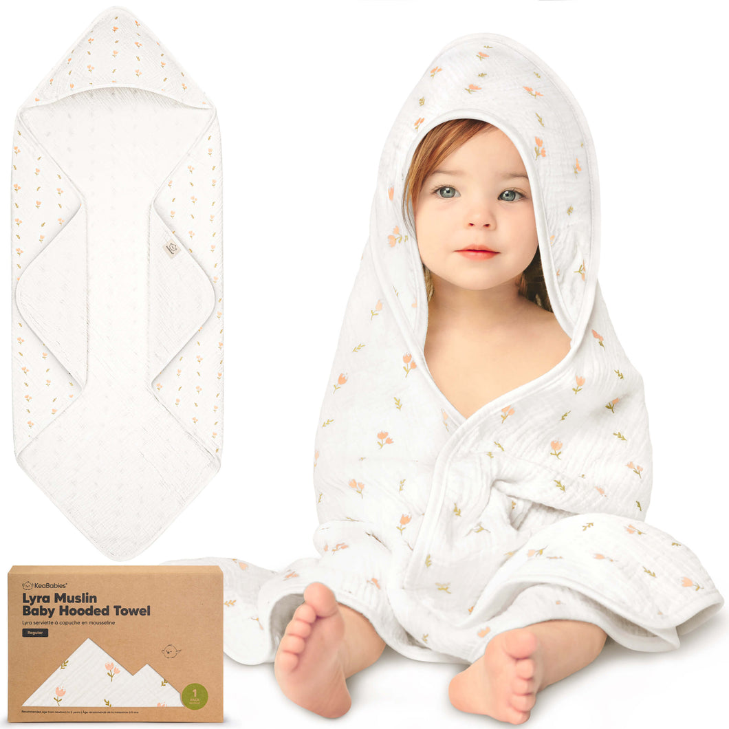 Lyra Muslin Hooded Towel (Tulips)