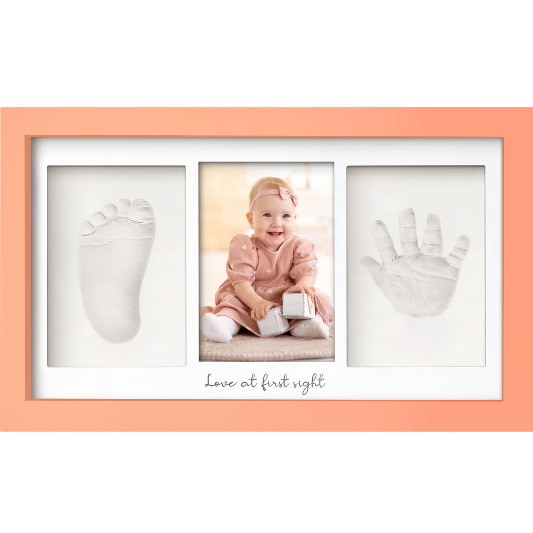 Baby Handprint & Footprint Keepsake Duo Frame (Salmon)