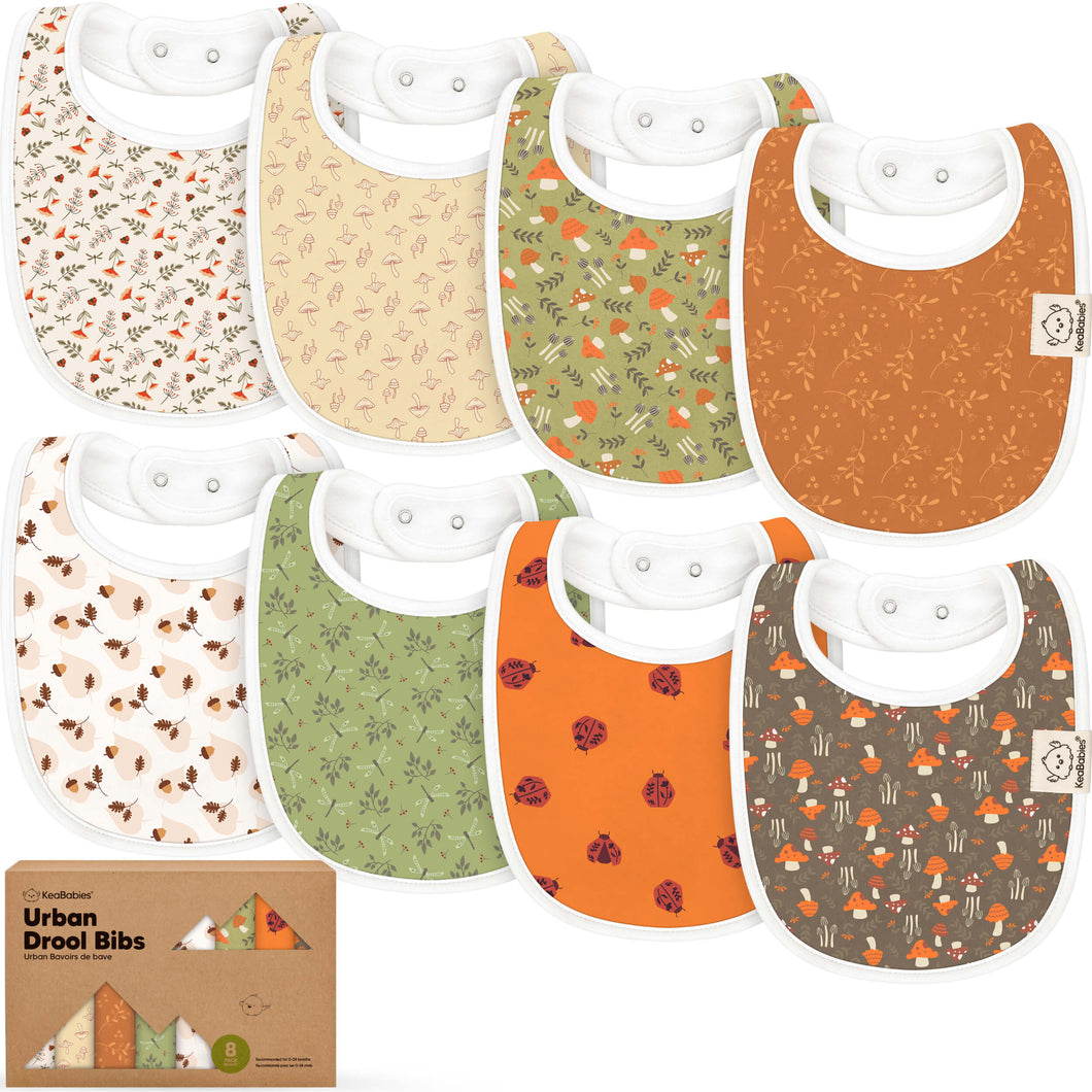 8-Pack Urban Drool Bibs (Fall Spores)