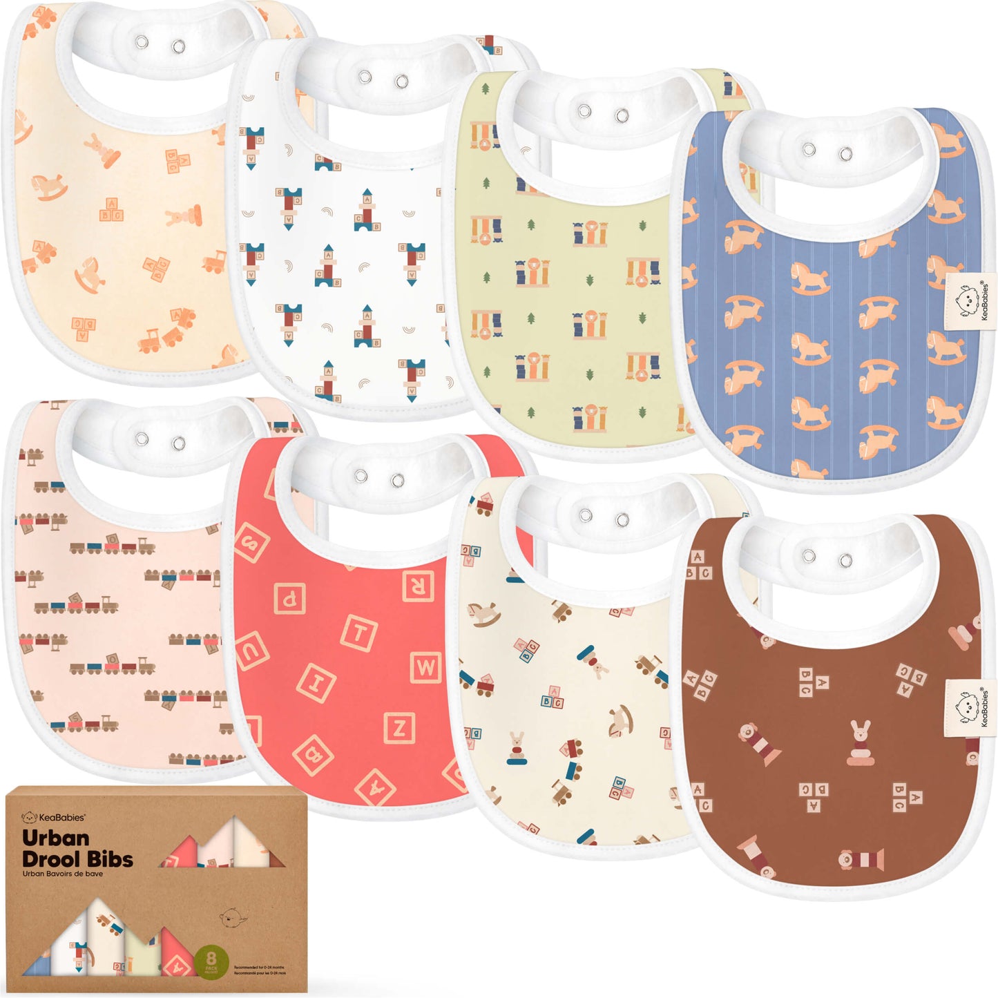 8-Pack Urban Drool Bibs 28977456709818