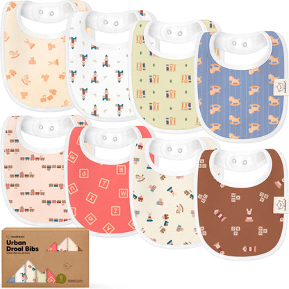 8-Pack Urban Drool Bibs 28977456709818