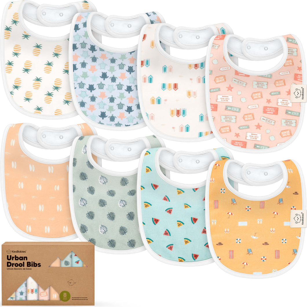 8-Pack Urban Drool Bibs (Beach Day)