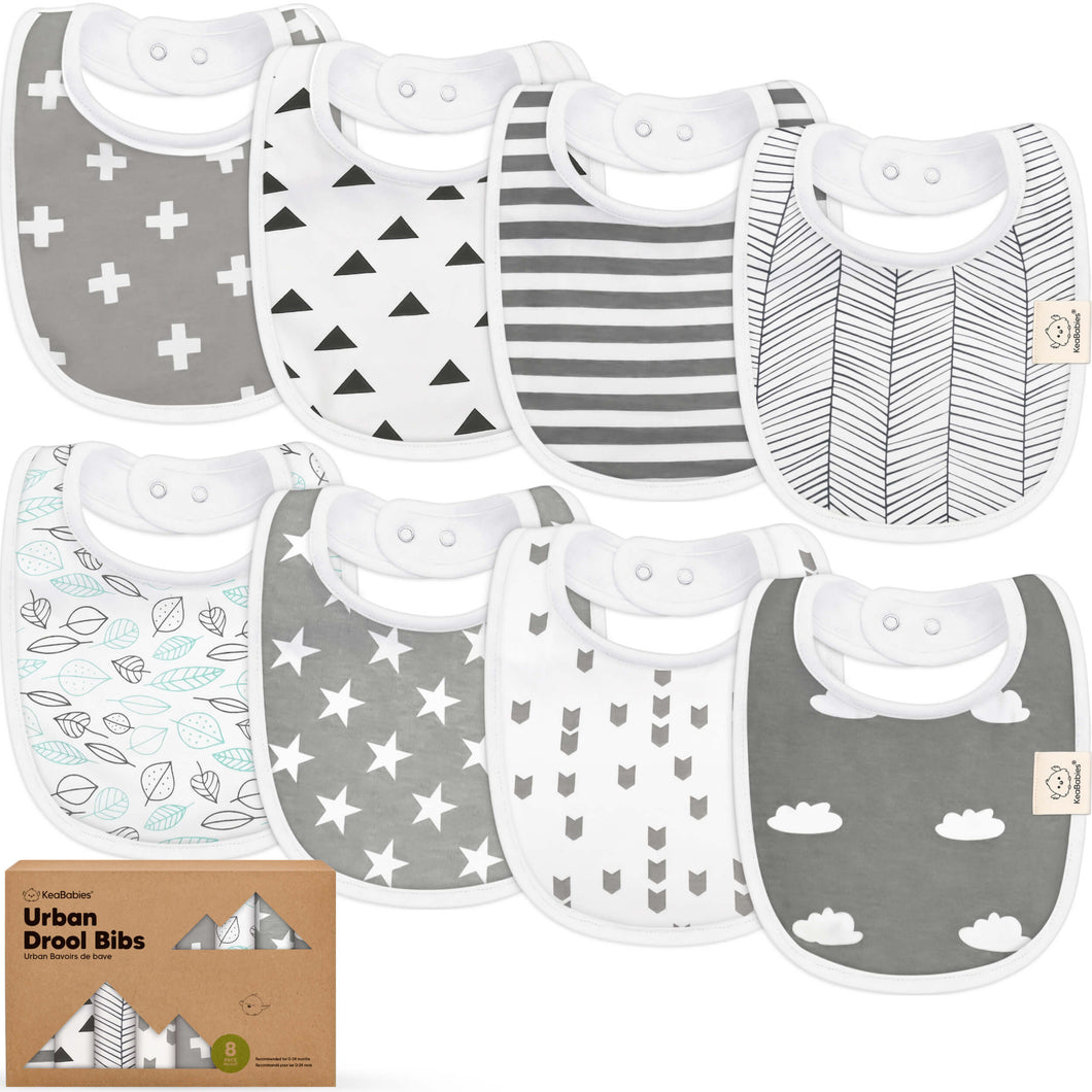8-Pack Urban Drool Bibs (Grayscape)