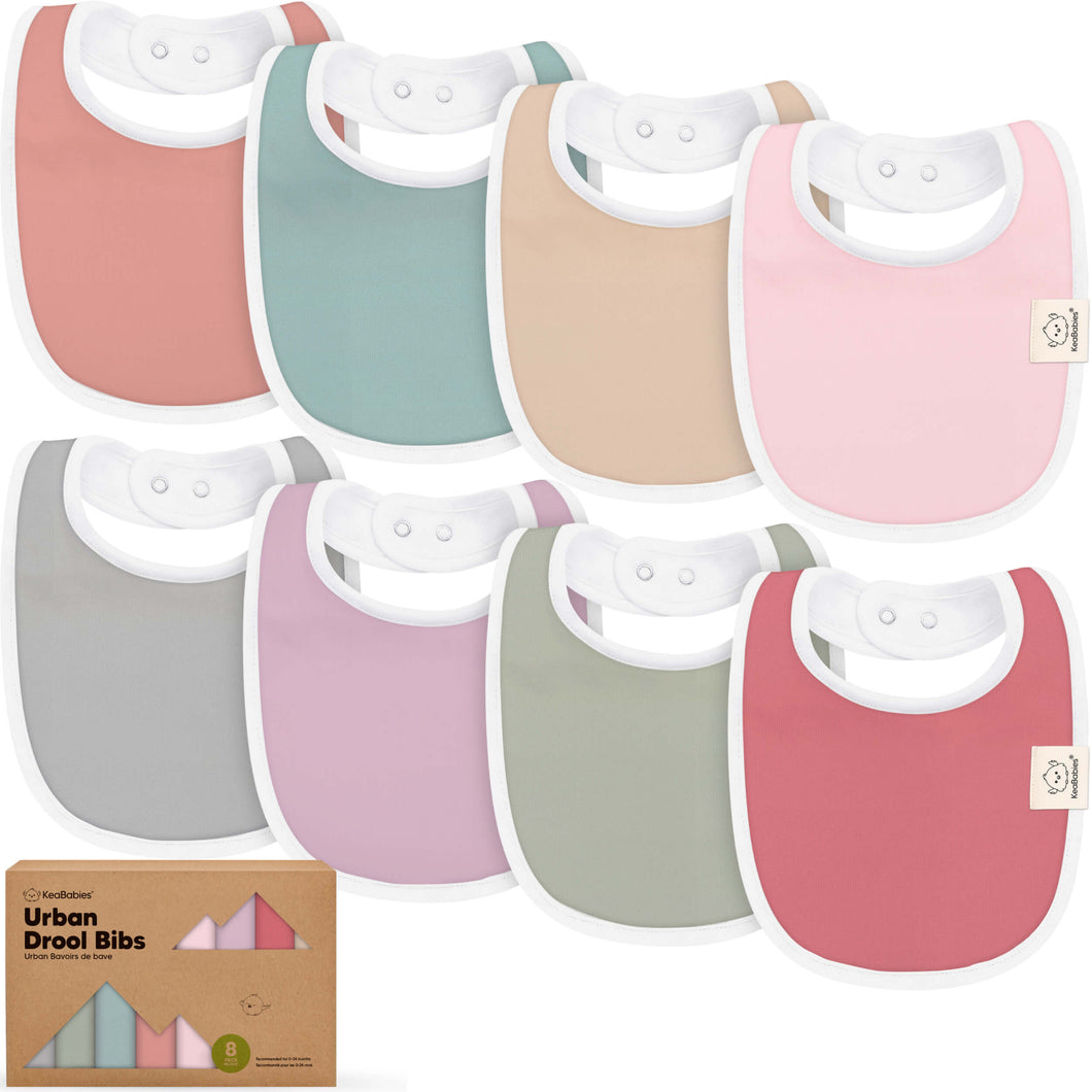 8-Pack Urban Drool Bibs (Muted Pastel)