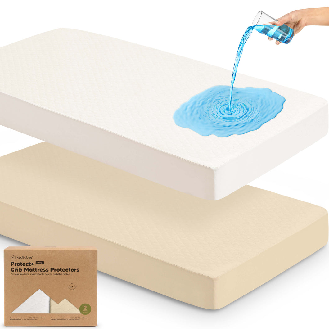 2-Pack Mavy Protect+ Waterproof Crib Mattress Protector (Khaki)