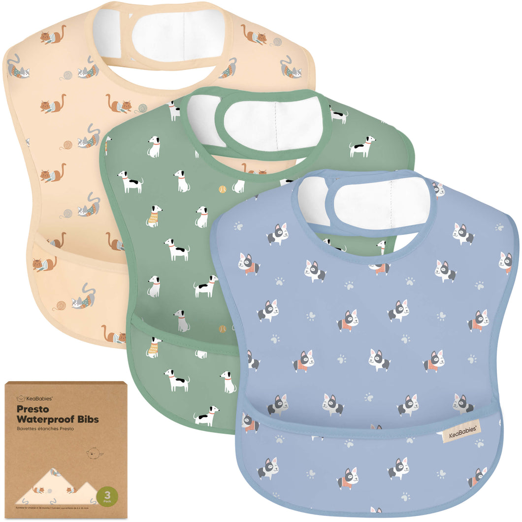 3-Pack Presto Waterproof Bibs (Pets & Paws)