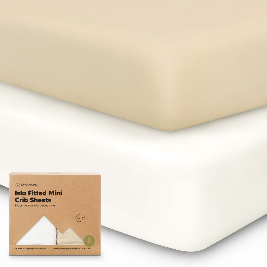 Isla Fitted Mini Crib Sheets (Khaki)