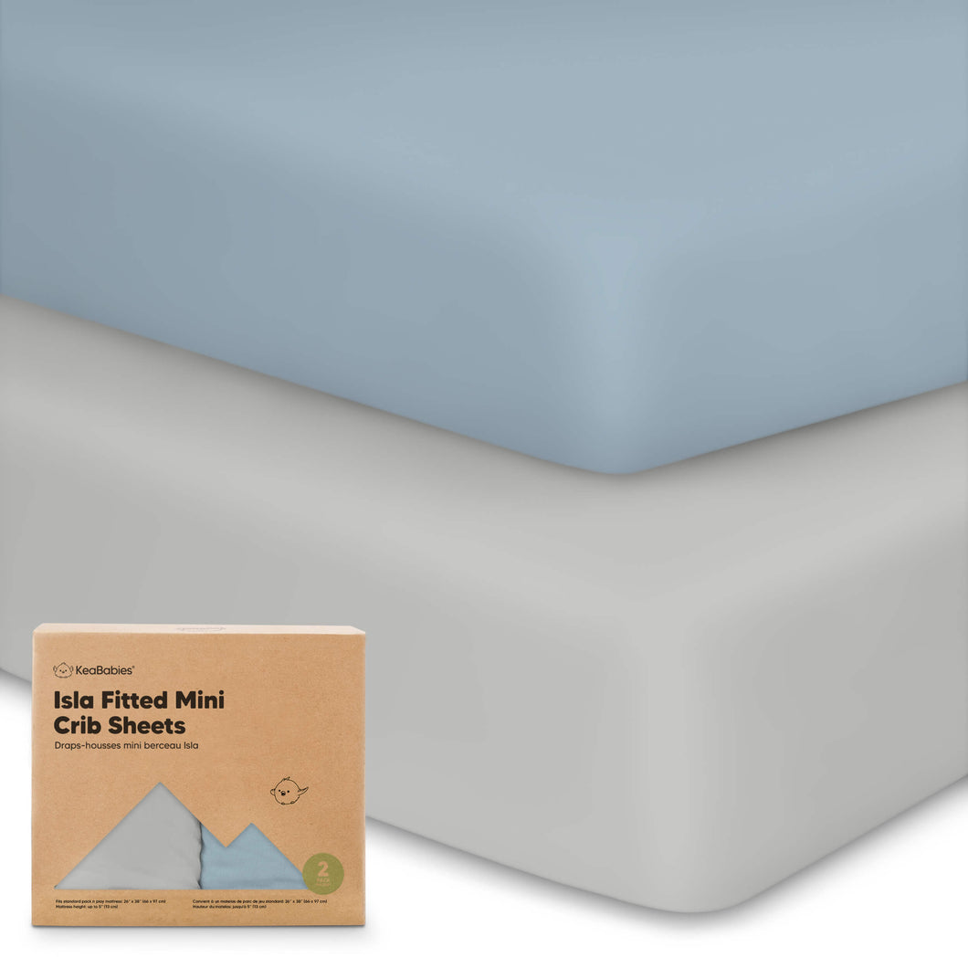 Isla Fitted Mini Crib Sheets (Steel)