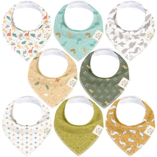 Load image into Gallery viewer, 8-Pack Organic Bandana Bibs (Mesozoic)

