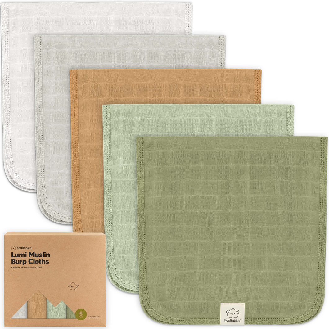 5-Pack Lumi Muslin Burp Cloths (Pine)