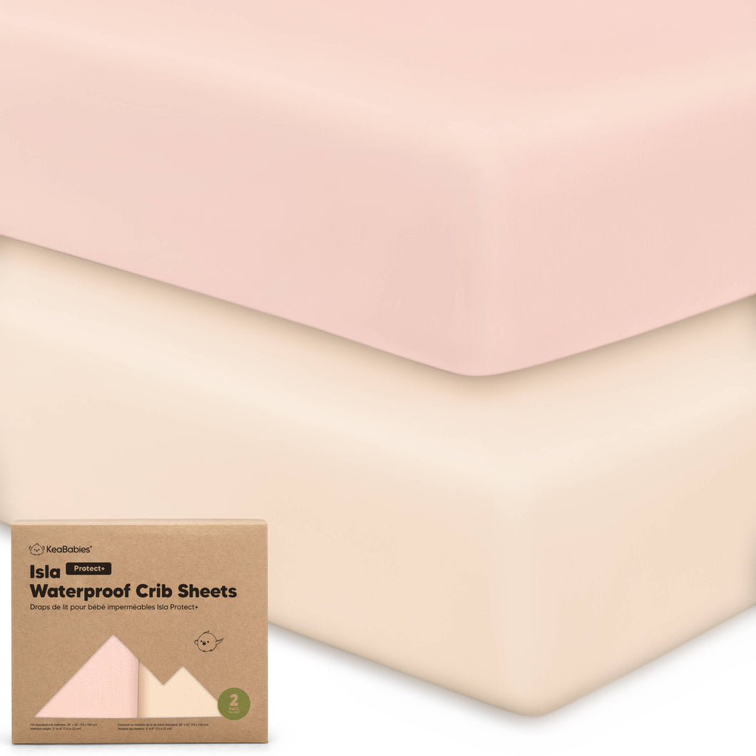 2-Pack Isla [Protect+] Waterproof Crib Sheets (Cameo)