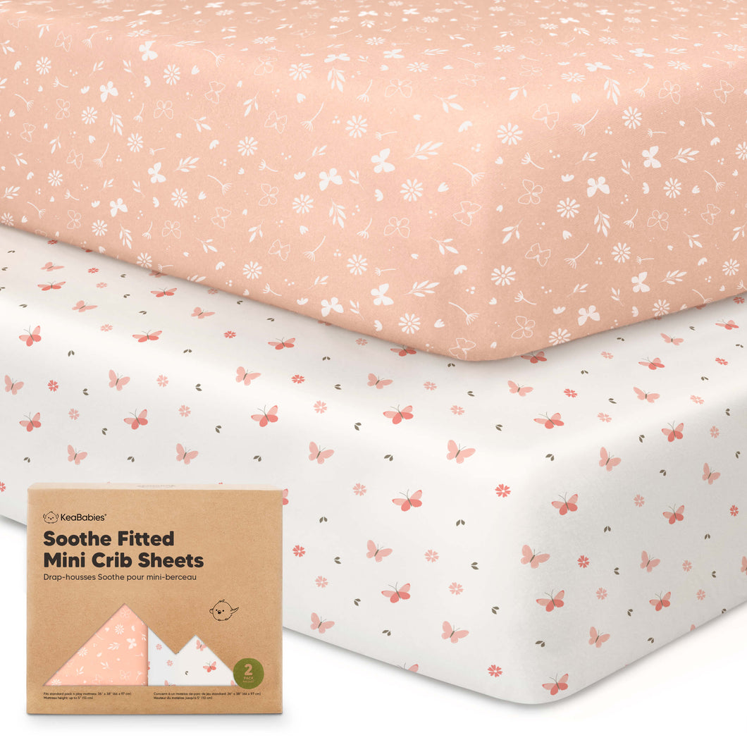 Soothe Fitted Mini Crib Sheet (Butterflies)