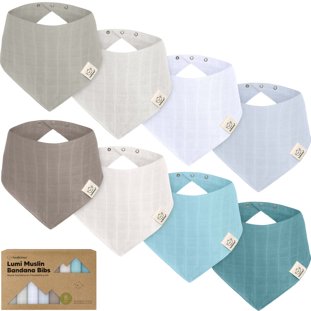 8-Pack Lumi Muslin Bandana Bibs (Nimbus)