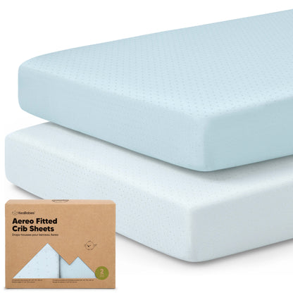 2-Pack Aereo Fitted Crib Sheets with soft, breathable fabric, snug fit for everyday crib use. 29421072974010