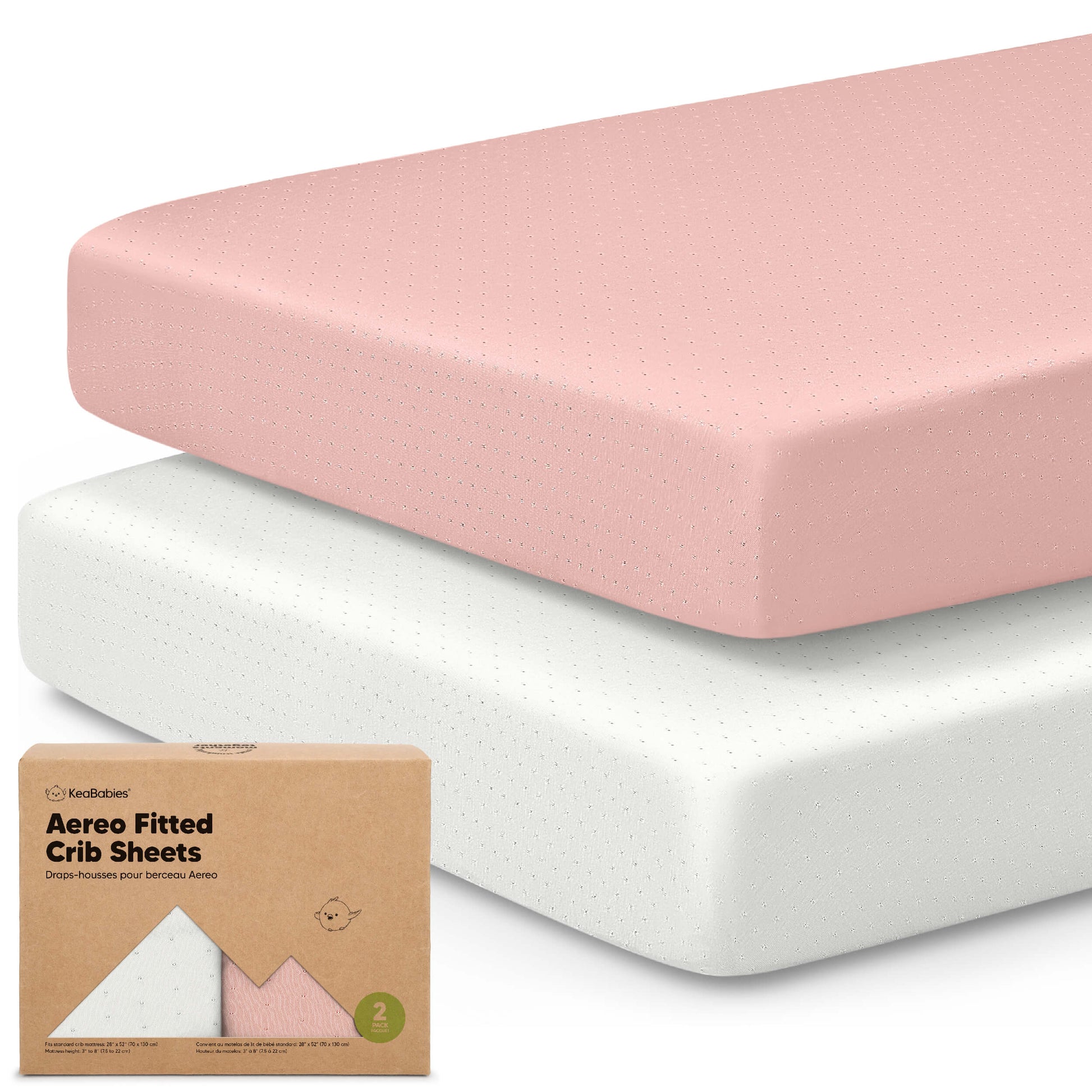 2-Pack Aereo Fitted Crib Sheets with soft, breathable fabric, snug fit for everyday crib use. 29421065306298