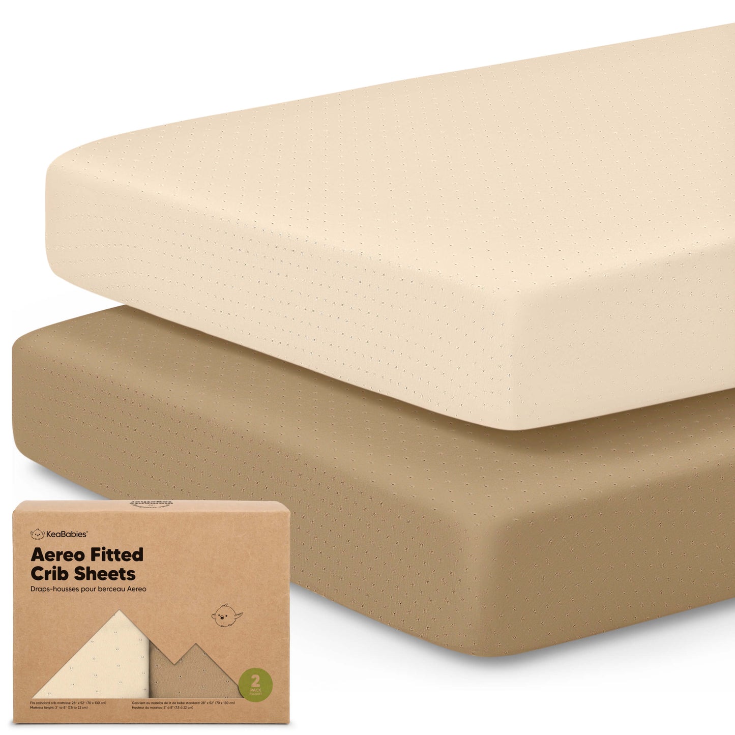 2-Pack Aereo Fitted Crib Sheets with soft, breathable fabric, snug fit for everyday crib use. 29427448152250
