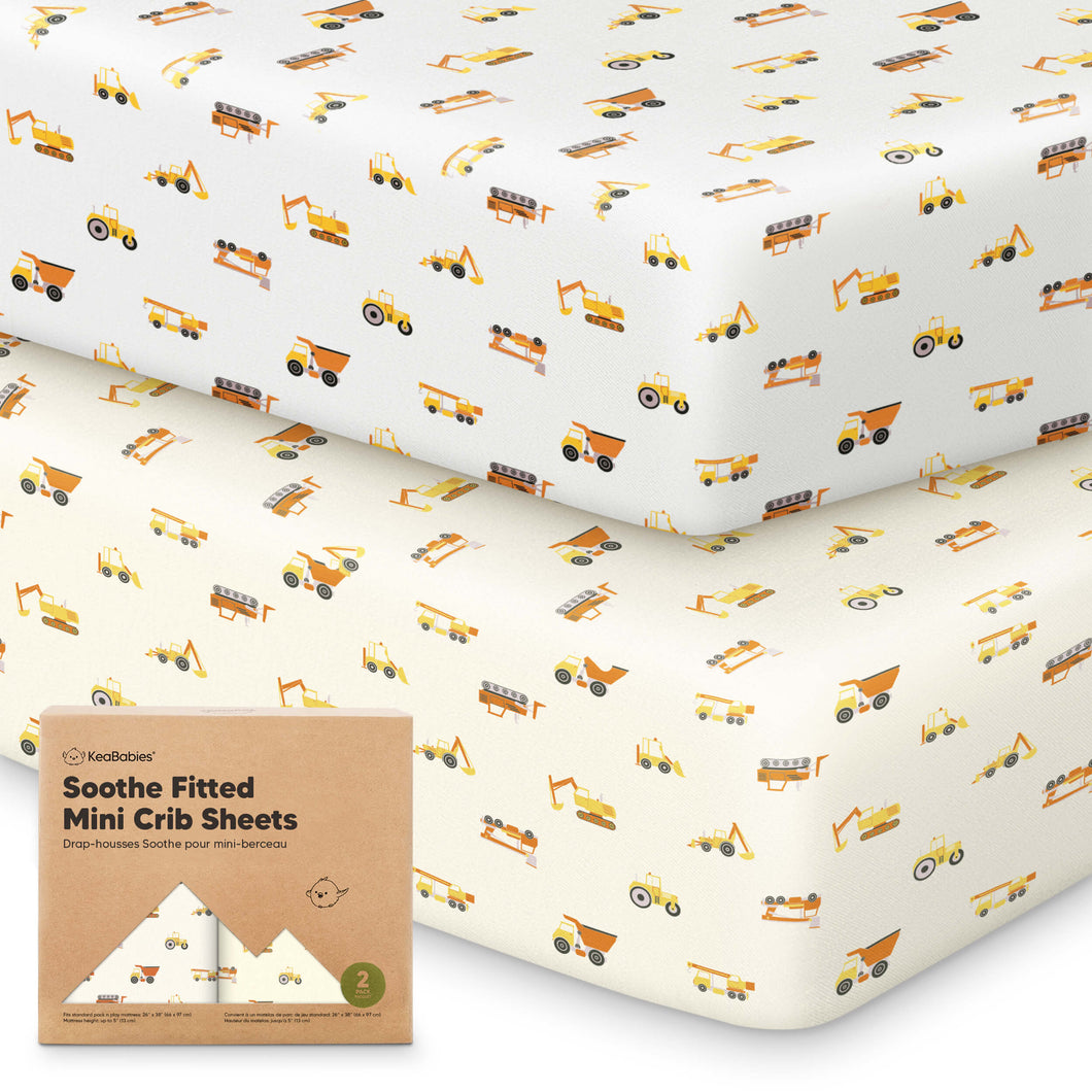Soothe Fitted Mini Crib Sheet (Construction)
