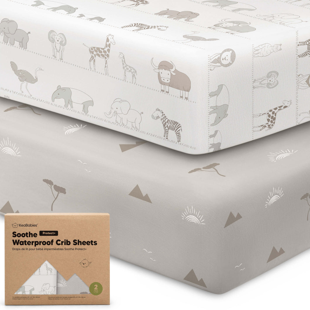 2-Pack Soothe [Protect+] Waterproof Crib Sheets (Savannah)