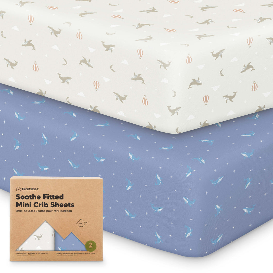 Soothe Fitted Mini Crib Sheet (Marine Muse)