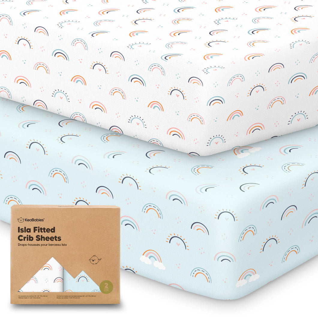 Isla Fitted Crib Sheets (Jolly Rainbow)