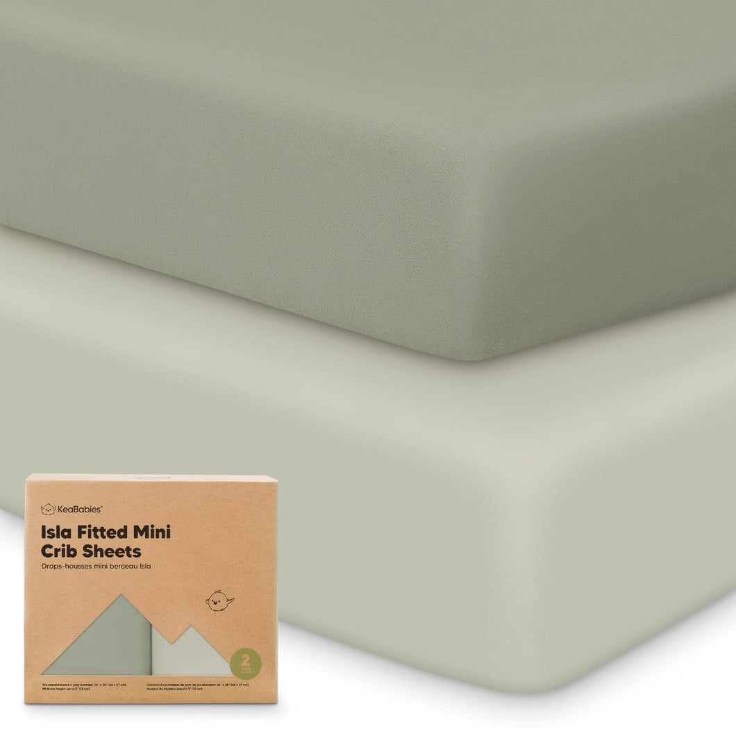 Isla Fitted Mini Crib Sheets (Lichen)