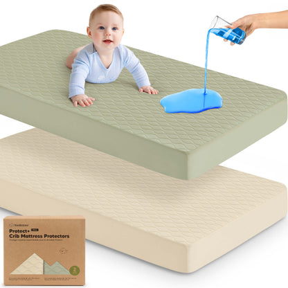 2-Pack Mavy Protect+ Waterproof Crib Mattress Protector 29572297719994
