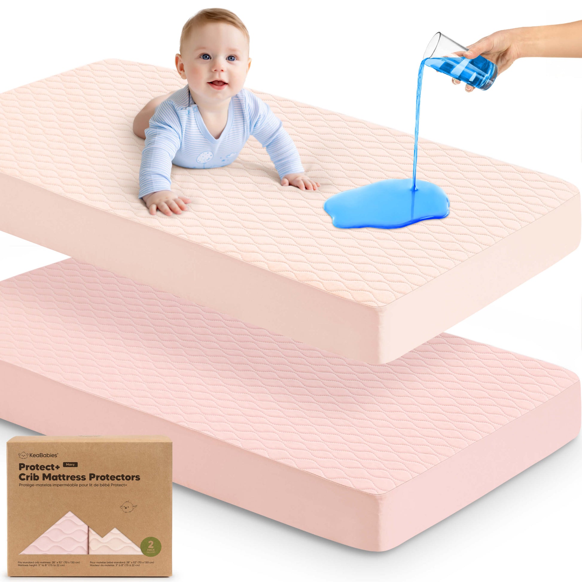 2-Pack Mavy Protect+ Waterproof Crib Mattress Protector 29572303093946