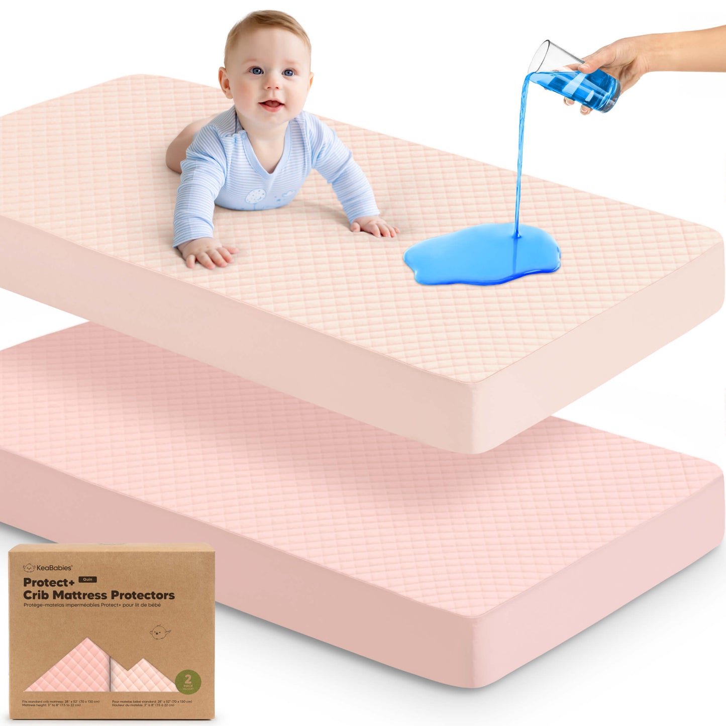 2-Pack Quin Protect+ Waterproof Crib Mattress Protector 29576798109882