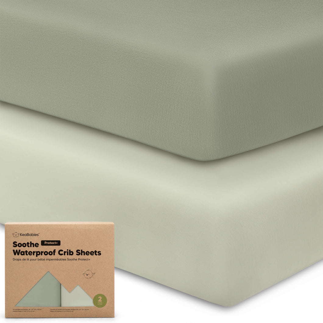 2-Pack Soothe [Protect+] Waterproof Crib Sheets (Lichen)