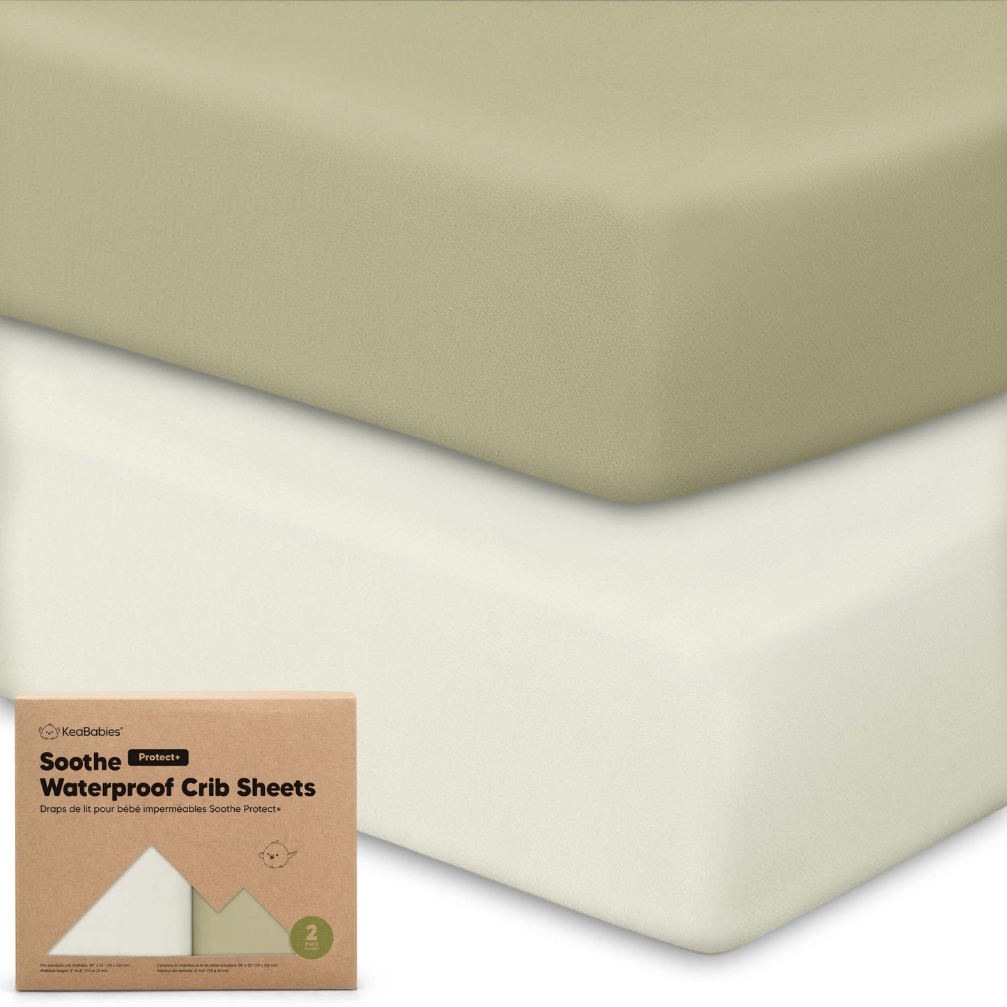 2-Pack Soothe [Protect+] Waterproof Crib Sheets 30357345075386