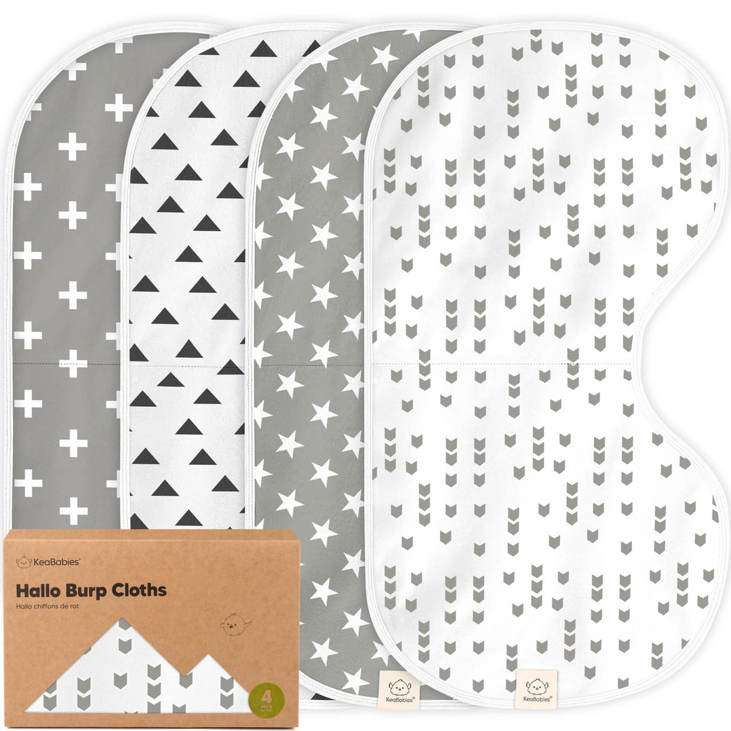 4-Pack Hallo Burp Cloths (Grayscape)