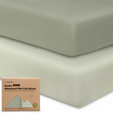 Load image into Gallery viewer, 2-Pack Soothe [Protect+] Waterproof Mini Crib Sheets (Lichen)
