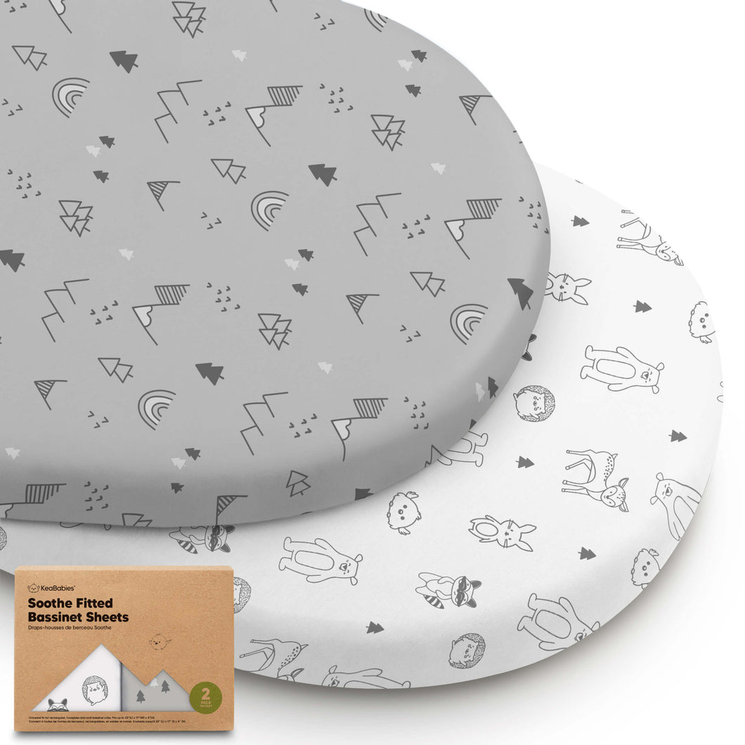2-Pack Soothe Fitted Bassinet Sheets (Woodland)