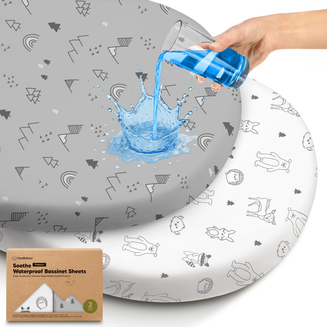 2-Pack Soothe [Protect+] Waterproof Bassinet Sheets (Woodland)