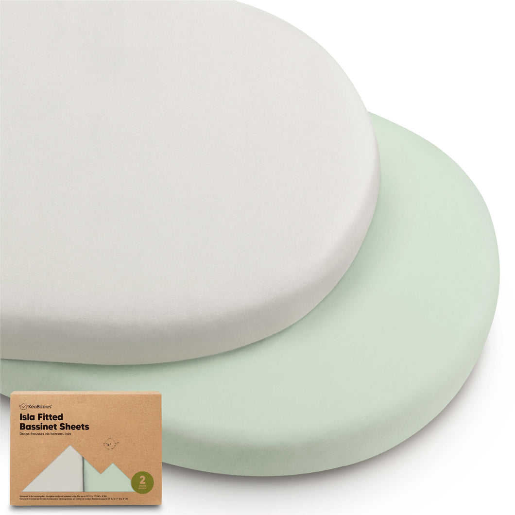 2-Pack Isla Fitted Bassinet Sheets (Sage)